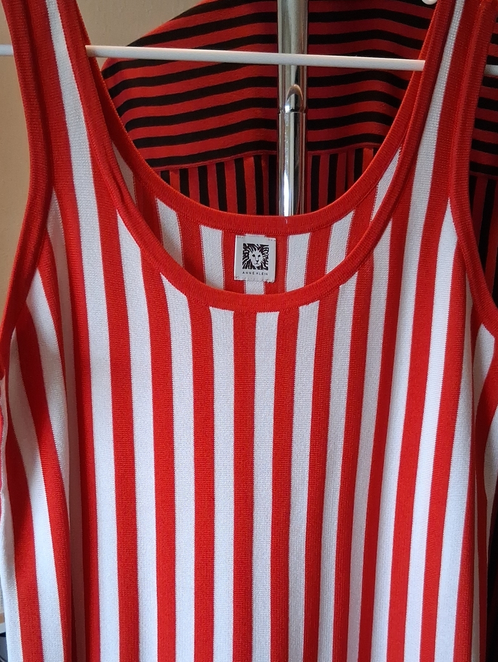 Anne Klein Red and White Striped Tank Top